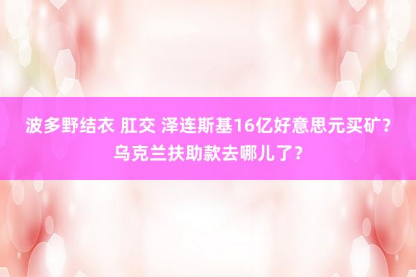 波多野结衣 肛交 泽连斯基16亿好意思元买矿？乌克兰扶助款去哪儿了？