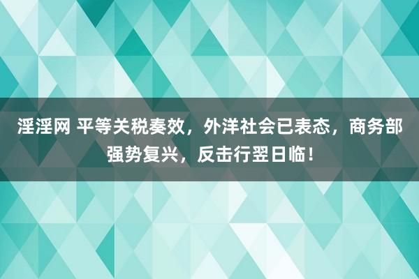 淫淫网 平等关税奏效，外洋社会已表态，商务部强势复兴，反击行翌日临！