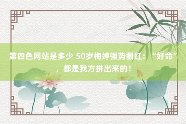 第四色网站是多少 50岁梅婷强势翻红：“好命”，都是我方拼出来的！