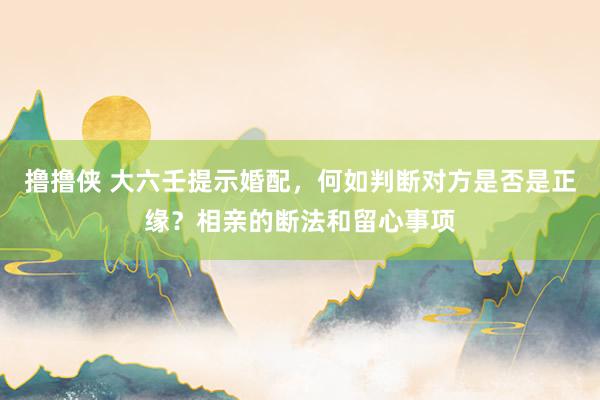 撸撸侠 大六壬提示婚配，何如判断对方是否是正缘？相亲的断法和留心事项