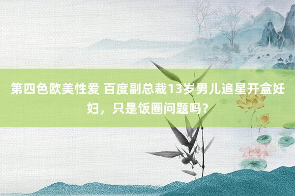 第四色欧美性爱 百度副总裁13岁男儿追星开盒妊妇，只是饭圈问题吗？